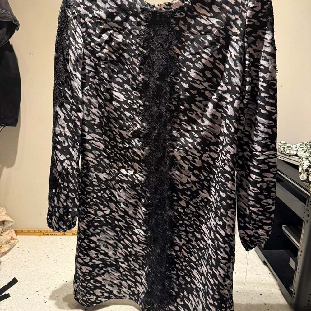 Xhilaration Leopard Print Lace Detail Mini Dress